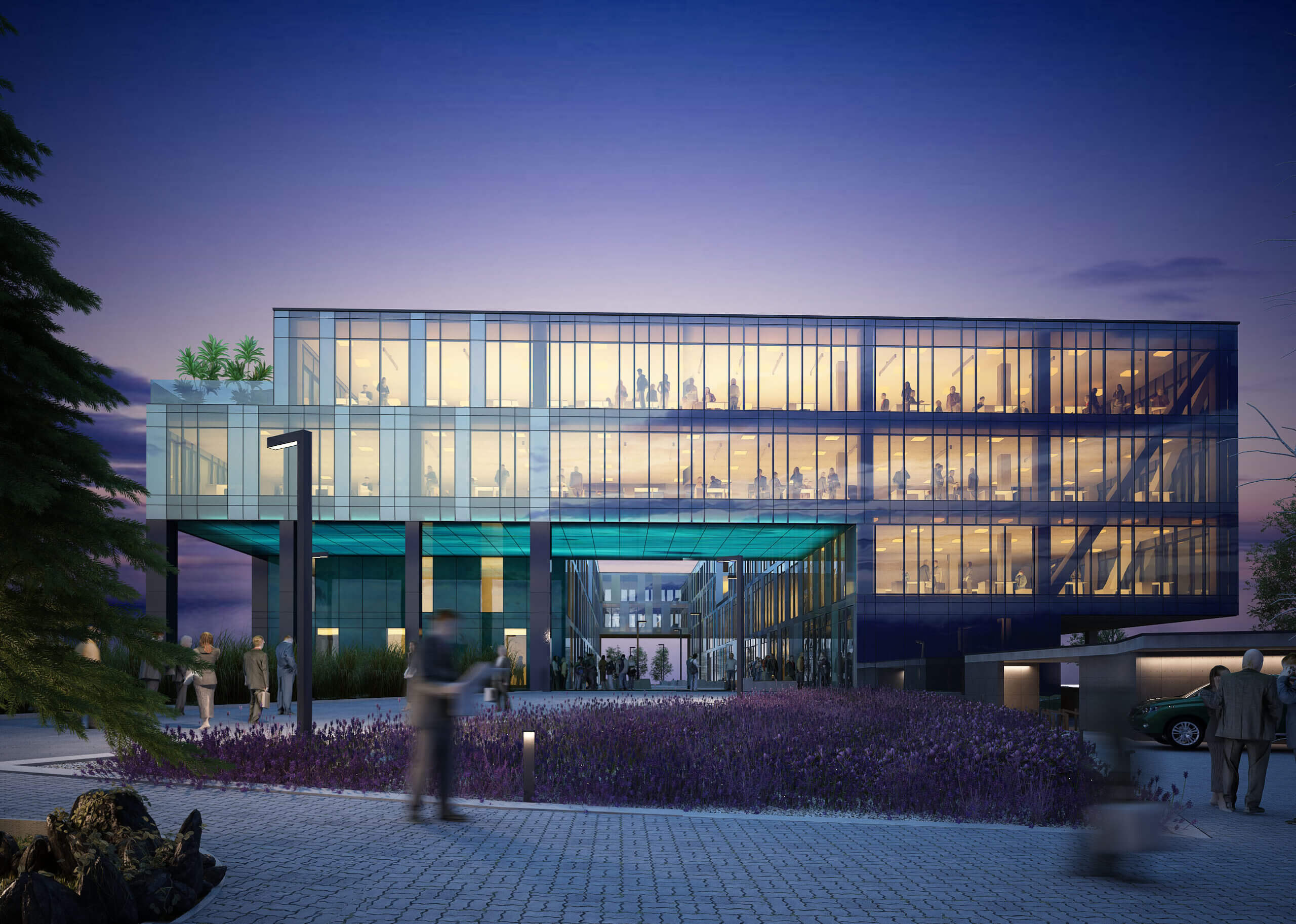 Nowoczesny biurowiec MEDYCZNA COMPLEX o zmierzchu